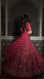 Load image into Gallery viewer, Maze Lehenga in Rani Pink
